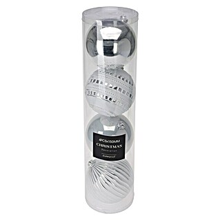 Kerstballen Zilver 4 stuks (Kunststof, Diameter: 150 mm, 4 st.)