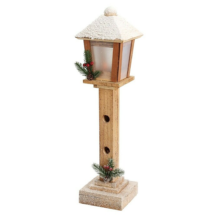 Led-kerstlantaarn (12 x 12 x 50 cm, Bruin/Wit/Groen) | BAUHAUS