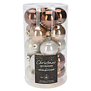 Kerstballen (Bruin/Wit, Glas, 20 st.)