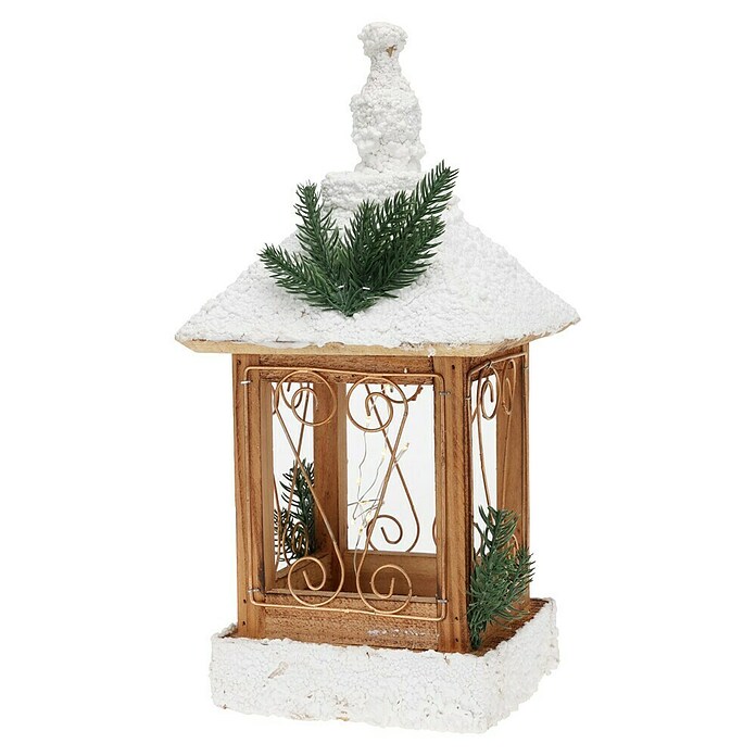 Led-kerstlantaarn (16 x 16 x 34 cm, Grijs/Wit/Bruin) | BAUHAUS