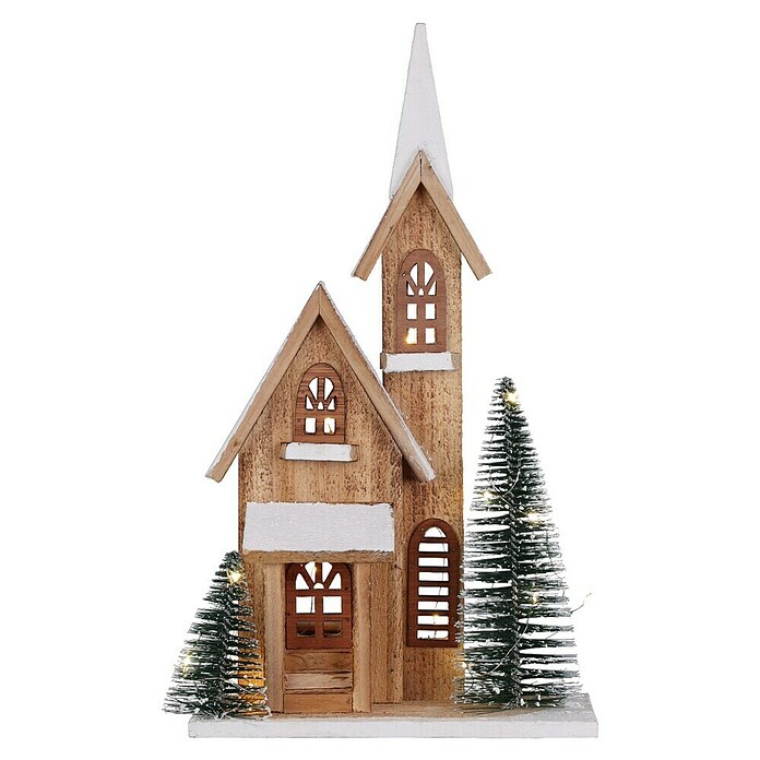 Led-kerstdorp (Bruin/Groen/Wit, 29,5 x 16 x 40 cm) | BAUHAUS