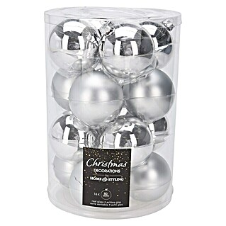 Kerstballen (Zilver, Glas, 16 st.)