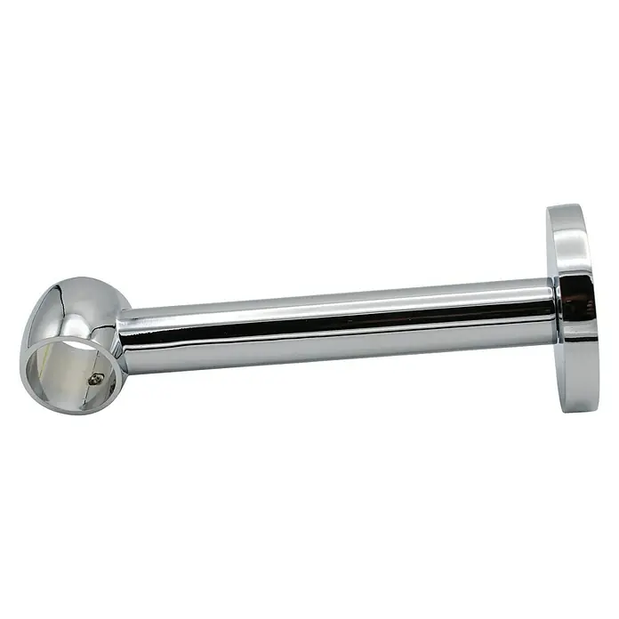 Expo Ambiente Träger Noble - Chrom, Geeignet für: Gardinenstangen Ø 20 mm, 13,5 cm - Ein glänzender, verchromter Kleiderstangenhalter zur sicheren Befestigung von Kleiderstangen im Schrank.
