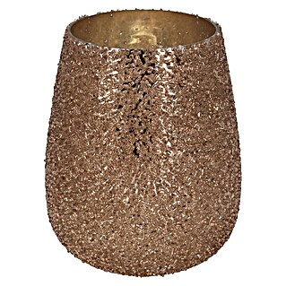 Theelichthouder Koper kralen (Ø x h: 11,5 x 14,5 cm, Koper, Glas)