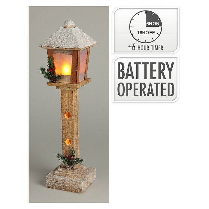 Led-kerstlantaarn (12 x 12 x 50 cm, Bruin/Wit/Groen) | BAUHAUS