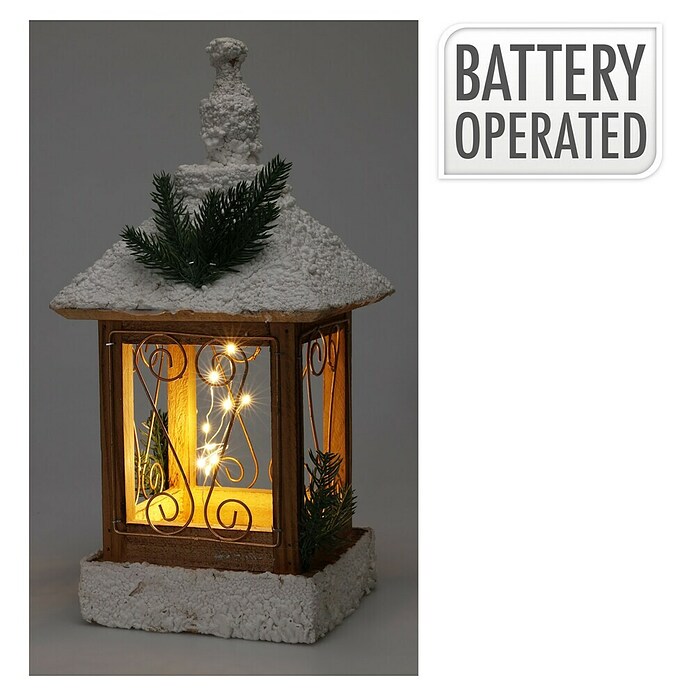 Led-kerstlantaarn (16 x 16 x 34 cm, Grijs/Wit/Bruin) | BAUHAUS