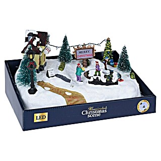 Led-kerstdorp (l x b: 17 x 28 cm, Werkt op batterijen)