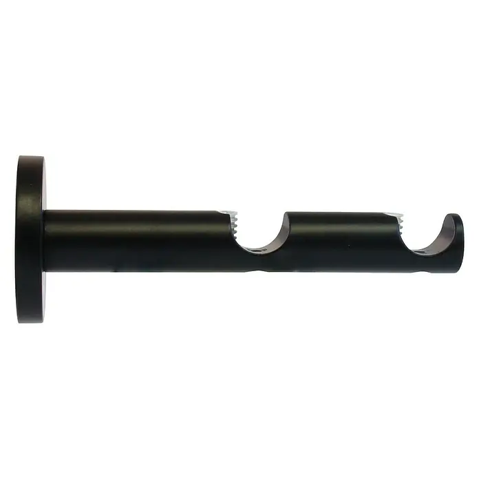 Expo Ambiente Doppelträger Function - Schwarz, Geeignet für: Gardinenstangen Ø 20 mm, Länge: 13,1 cm - Schwarze, doppelte Gardinenstangenhalterung zur Wandmontage. Ideal zum Aufhängen von zwei Gardinen oder Vorhängen.