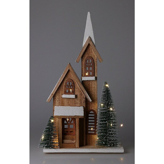 Led-kerstdorp (Bruin/Groen/Wit, 29,5 x 16 x 40 cm) | BAUHAUS