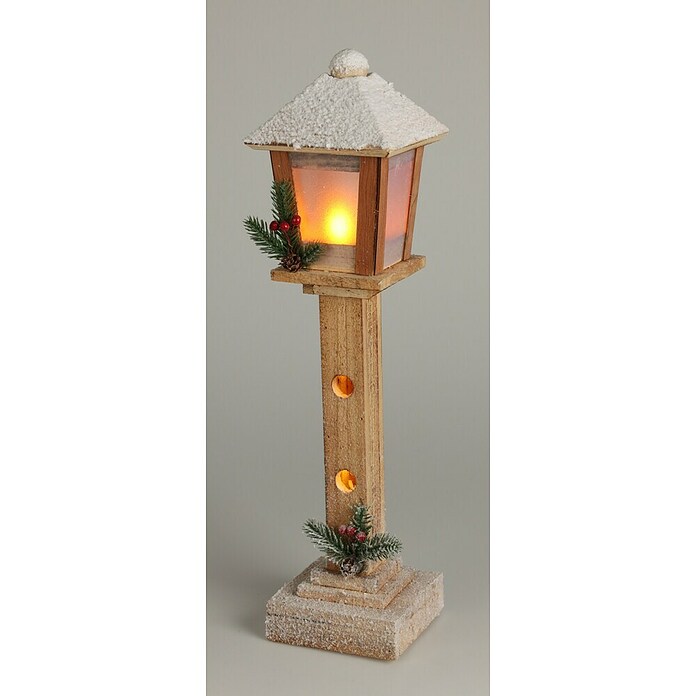Led-kerstlantaarn (12 x 12 x 50 cm, Bruin/Wit/Groen) | BAUHAUS