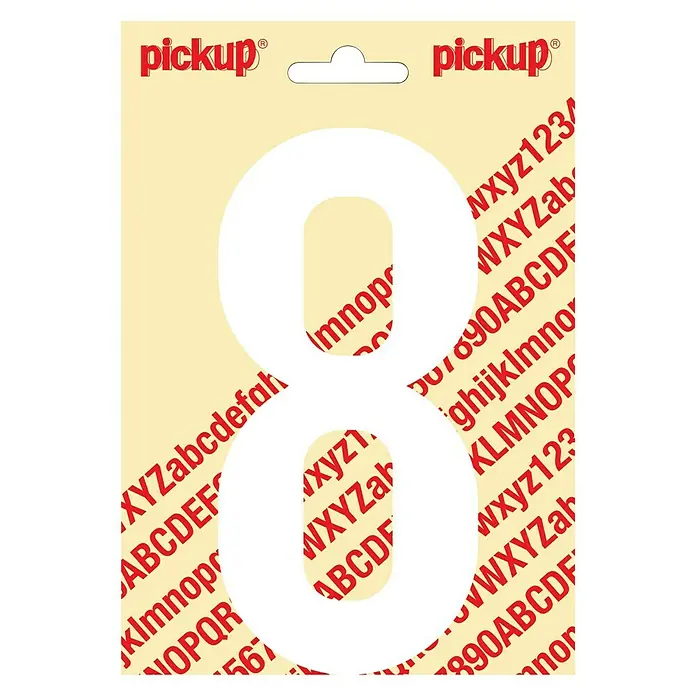 Pickup Aufkleber - Motiv: 8, Weiß, Höhe: 150 mm - Aufkleber mit der Zahl 8 der Marke Pickup, ideal zum Beschriften und Personalisieren von Gegenständen.