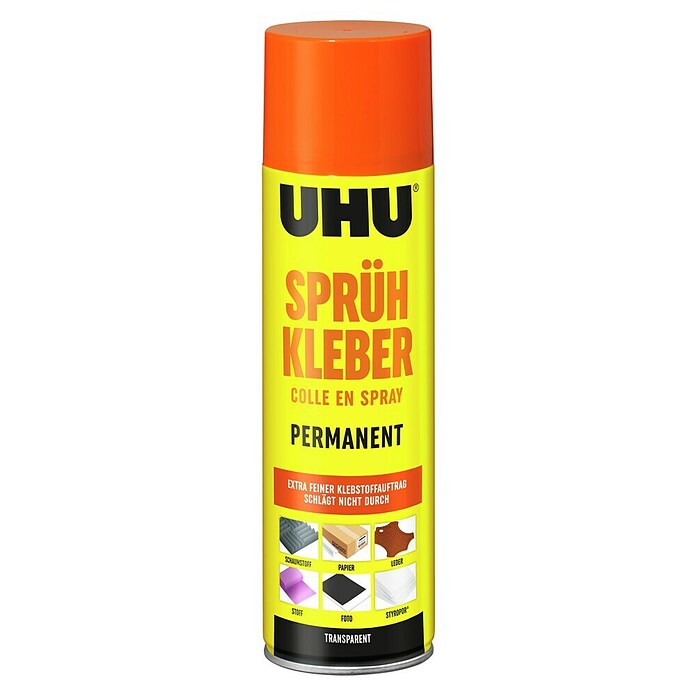 UHU Sprühkleber transparent + permanent (500 ml, Sprühdose)
