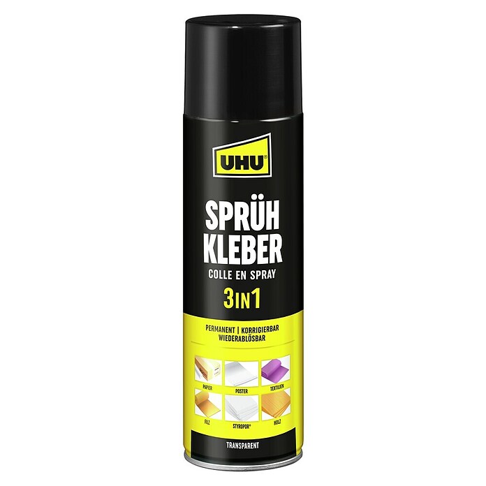 UHU Sprühkleber 3 in 1 permanent (500 ml, Sprühdose)
