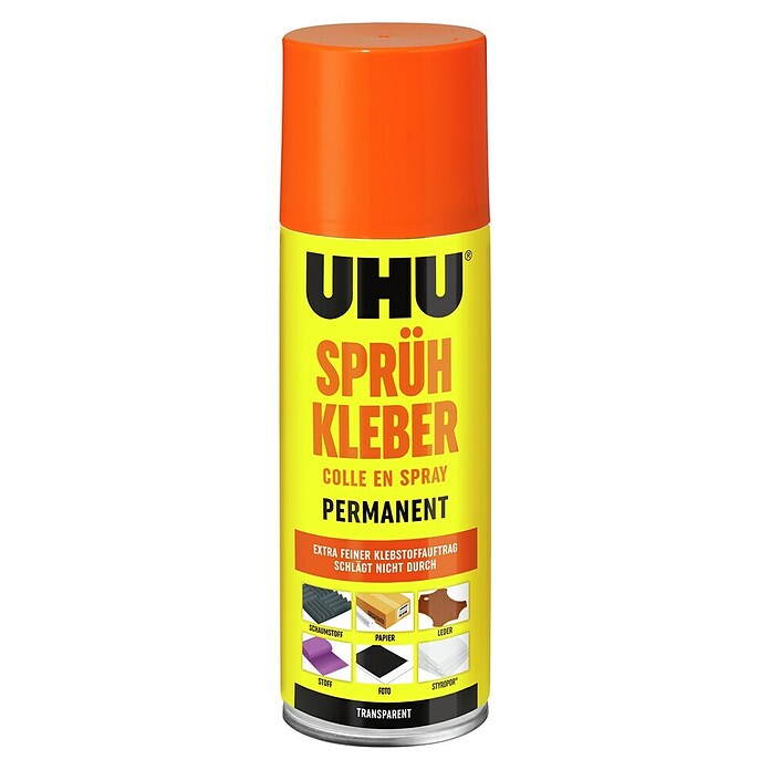 UHU Sprühkleber transparent + permanent (200 ml, Sprühdose)