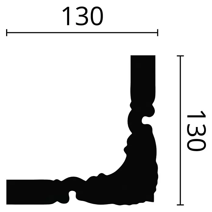 Nmc Decoflair Eckelement Eckteil Viertelbogen für Wandleiste CL2 - 4 Stk., Passend für: Nmc Decoflair Zierprofil Wandleiste CL2 - Schwarzes Zier-Eckprofil, Maße 130x130 mm.