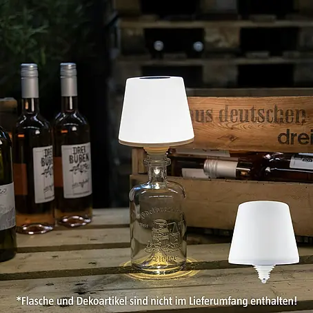 REV  LED-Flaschenleuchte mit Akku und Solarpanel Lamprusco