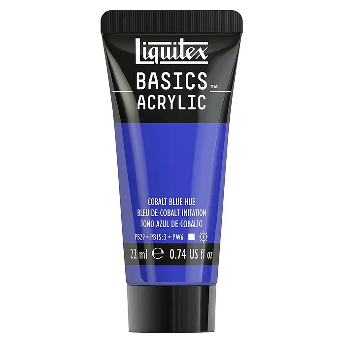 Liquitex Basics Acrylfarbe - Kobaltblau, 22 ml - Abbildung einer Tube Liquitex Basics Acrylfarbe in Kobaltblau. Ideal für Künstler, die hochwertige, vielseitige Farben suchen.