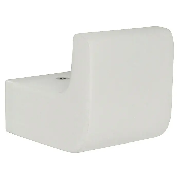 Tauro Baño Bluss Toallero de gancho - Blanco, Mate - Primer plano de una pieza de esquina blanca, ideal para baños o cocinas, que ofrece una estética limpia y moderna.
