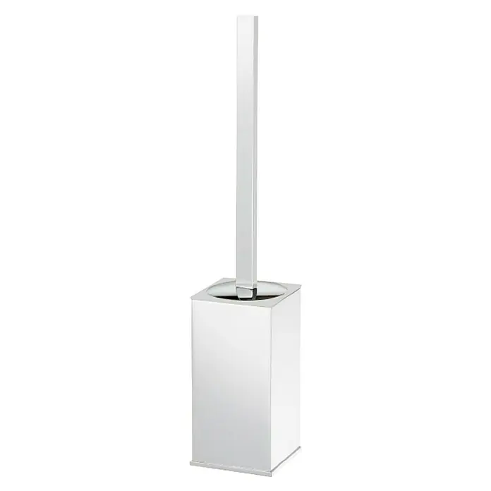 Tauro Baño Bluss Escobillero - Blanco - Este escobillero presenta un diseño moderno y cuadrado en blanco, combinando funcionalidad con una estética limpia para cualquier cuarto de baño.