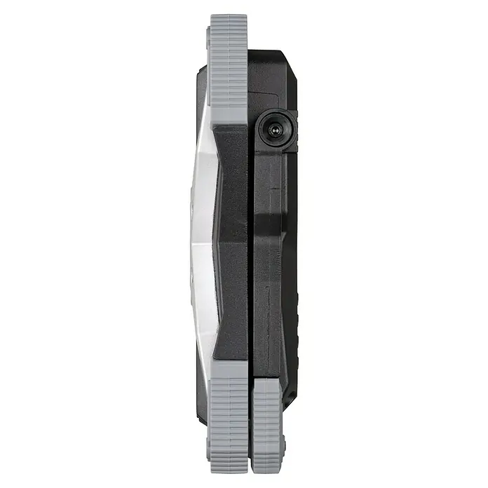 Brennenstuhl Mobiler LED-Strahler Rufus - Akkubetrieben, 30 W, L x B x H: 5 x 14 x 21 cm, IP65 - Bild einer tragbaren Arbeitsleuchte mit robustem Design und verstellbarem Winkel für flexible Beleuchtung.