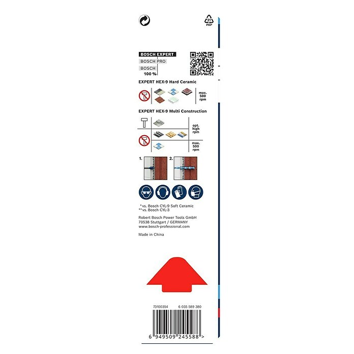 Bosch Expert Universalbohrer HEX-9 Hard Ceramic + HEX-9 Multi Construction (Durchmesser Bohrer: 8 mm) | BAUHAUS