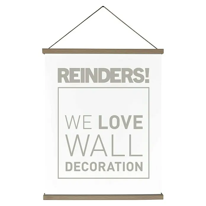 Reinders Posterschienen Click Frame - Eiche, 92,5 cm - Dekorative Wand-Hängeleiste mit dem Aufdruck "Reinders! Wir lieben Wanddekoration" für eine stilvolle Wandgestaltung im Wohnbereich.