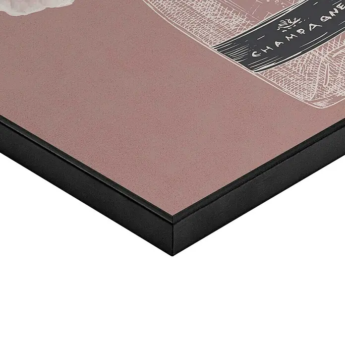 Reinders Bild Slim Frame Black - Champagne, B x H: 30 x 40 cm - Nahaufnahme einer gerahmten Illustration eines Champagnerflasche, die Eleganz und Stil verkörpert. Ideal für die Dekoration von Weinliebhabern.