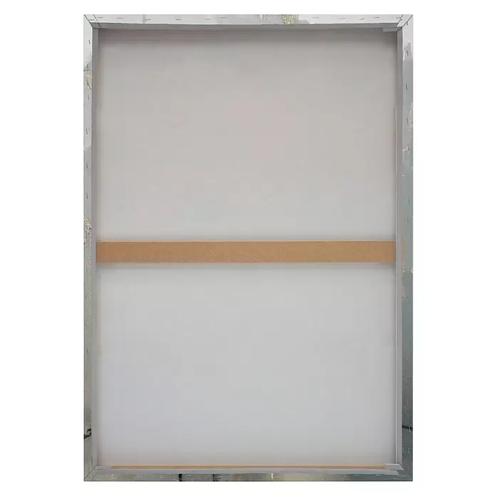 Reinders Leinwandbild Giclee on Canvas - Golden Face, B x H: 50 x 70 cm - Rückseite einer weißen gespannten Leinwand auf Holzrahmen, mit horizontaler Holzstrebe.