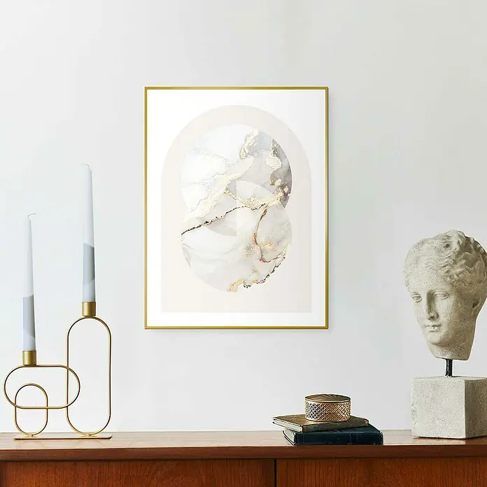 Reinders Bild Slim Frame Gold - Glamour Marble, B x H: 30 x 40 cm - Elegantes gerahmtes Kunstwerk mit abstraktem Marmormuster, das jedem Raum einen Hauch von moderner Kunst verleiht. Stilvolle Dekoration für ein anspruchsvolles Ambiente.