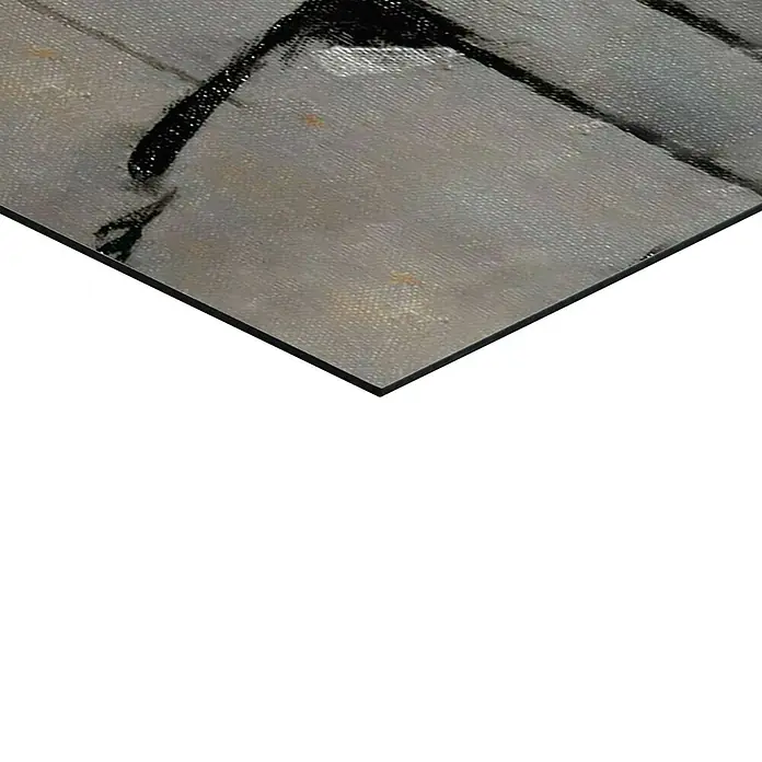 Reinders Decopanel - Golden Face, B x H: 60 x 90 cm - Nahaufnahme eines Kunstwerks auf Leinwand mit Pinselstrichen und Texturdetails, die die künstlerische Technik und Farbpalette hervorheben.