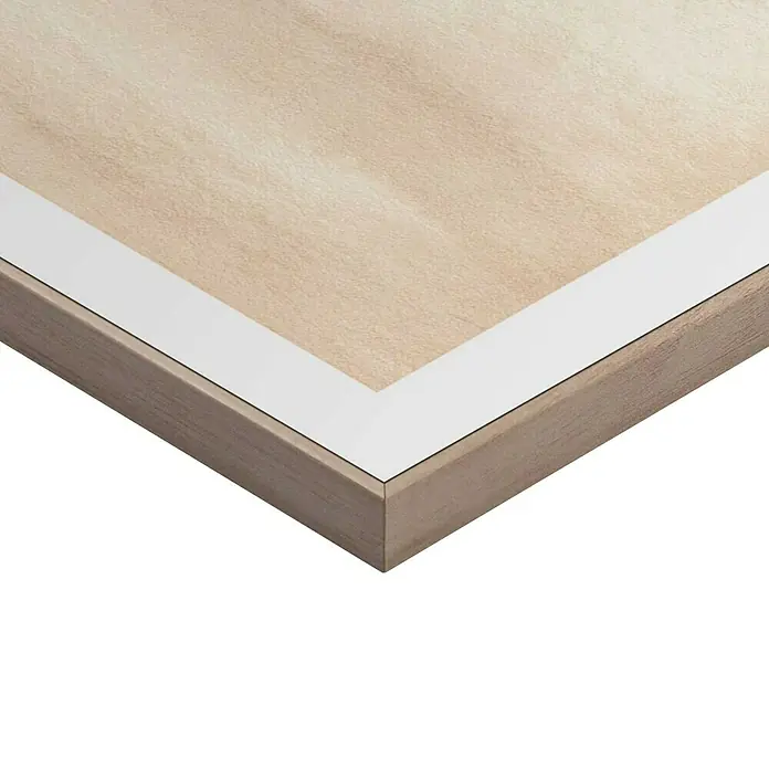 Reinders Bild Slim Frame Wood - Pebble Play, B x H: 50 x 70 cm - Nahaufnahme eines gerahmten Kunstwerks, das die Textur des Gemäldes und die Details des Holzrahmens hervorhebt.