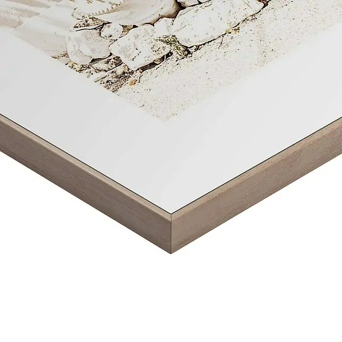 Reinders Bild Slim Frame Wood - Mediteran Door, B x H: 50 x 70 cm - Nahaufnahme eines gerahmten Kunstwerks. Das Bild zeigt ein Naturmotiv mit einem schmalen, hellen Holzrahmen und einer dezenten weißen Passepartout.