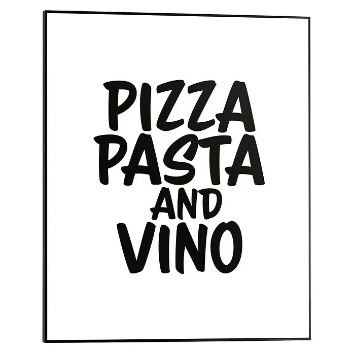 Reinders Bild Slim Frame Black - Pizza, Pasta and Vino, B x H: 40 x 50 cm - Gerahmtes Poster mit schwarzem Text „PIZZA PASTA AND VINO“.