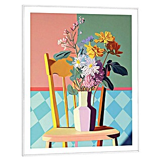 Reinders Bild Slim Frame White (Checkers Floral Chair, B x H: 40 x 50 cm)