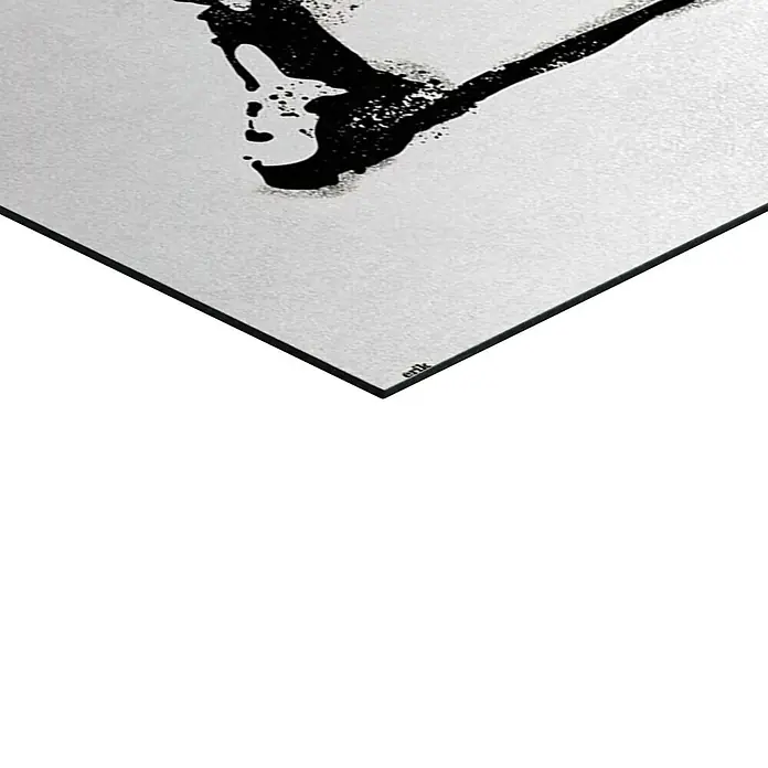 Reinders Decopanel - Banksy - Flower Bomber, B x H: 60 x 90 cm - Abstraktes Gemälde mit schwarzer Farbe auf weißem Papier, in einem eleganten schwarzen Rahmen. Kunstwerk mit sichtbarer "erik" Signatur.