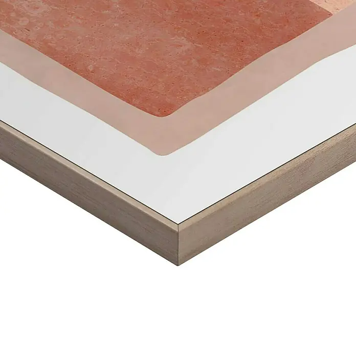 Reinders Bild Slim Frame Wood - Abstract, B x H: 50 x 70 cm - Nahaufnahme eines gerahmten Kunstdrucks mit abstraktem rosa Muster, der an Marmor erinnert und einen eleganten Akzent setzt.