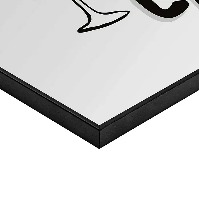 Reinders Bild Slim Frame Black - Cin Cin, B x H: 40 x 50 cm - Nahaufnahme eines gerahmten Kunstwerks mit einer stilvollen Illustration und einem schlichten schwarzen Rahmen, der das minimalistische Design ergänzt.