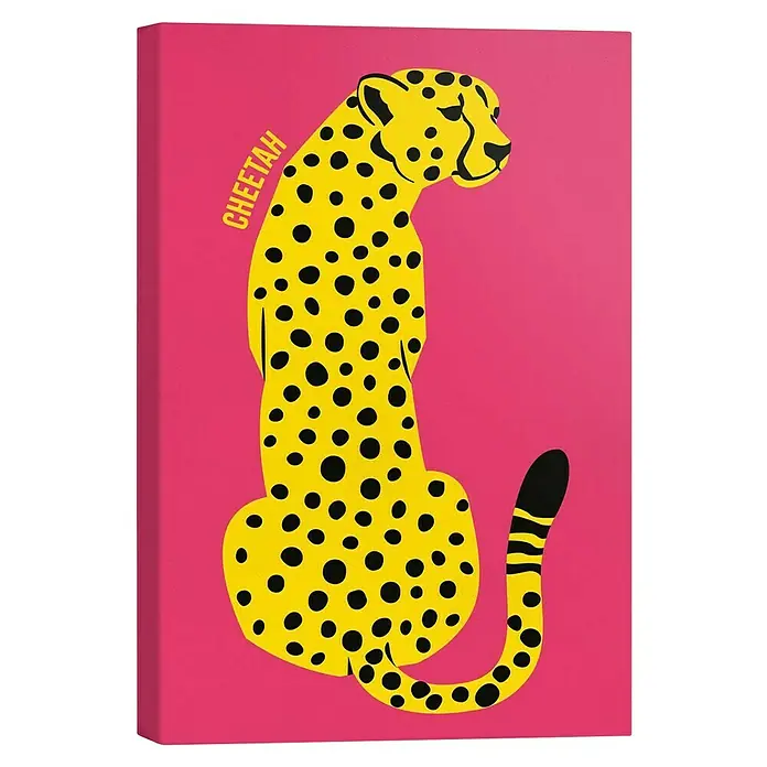 Reinders Leinwandbild Giclee on Canvas - Colourful, B x H: 20 x 30 cm - Ein dekoratives Bild mit einem gelben Gepardenmuster auf einem rosafarbenen Hintergrund. Ideal für jeden Raum und ein echter Hingucker.