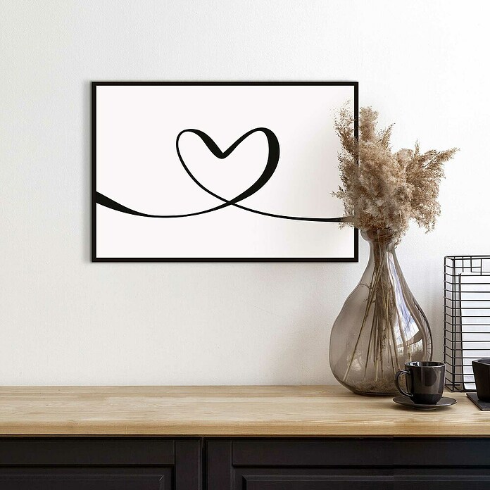 Reinders Bild Slim Frame Black (Heart Lines, B x H: 30 x 20 cm) | BAUHAUS