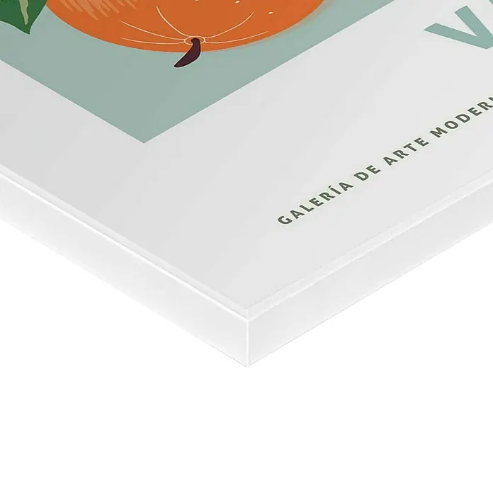 Reinders Bild Slim Frame White - Valencia Oranges, B x H: 40 x 50 cm - Nahaufnahme eines gerahmten Kunstdrucks, der in einer Galerie moderner Kunst ausgestellt ist. Das minimalistische Design und der weiße Rahmen ergänzen das Kunstwerk.