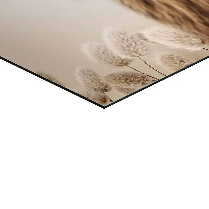 Reinders Decopanel - Floral Highlander, B x H: 90 x 60 cm - Nahaufnahme einer Wandkunst mit floralen Motiven in sanften Farben. Das Bild zeigt flauschige, federartige Pflanzen vor hellem Hintergrund.