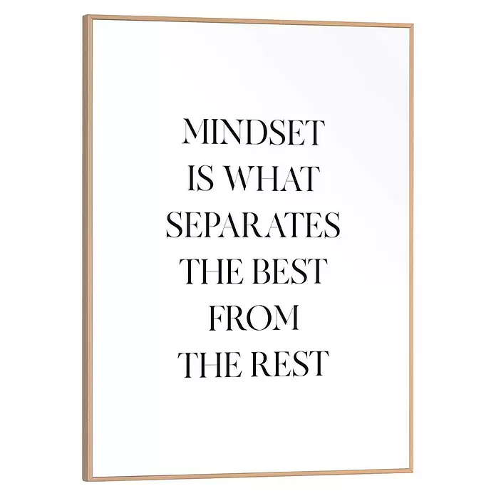 Reinders Bild Slim Frame Wood - Mindset, B x H: 30 x 40 cm - Gerahmter Druck aus hellem Holz mit dem Zitat „Mindset is what separates the best from the rest“.