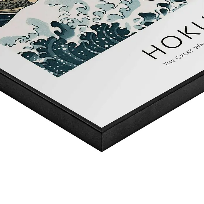 Reinders Bild Slim Frame Black - Hokusai, B x H: 30 x 40 cm - Gerahmter Druck von "Die große Welle vor Kanagawa" von Hokusai, ein ikonisches japanisches Kunstwerk, das jedem Raum einen Hauch von Eleganz verleiht.