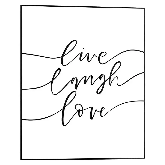 Reinders Bild Slim Frame Black - Live Laugh Love, B x H: 40 x 50 cm - Weißes Dekoplakat mit schwarzem, kursivem Text 'live laugh love'.