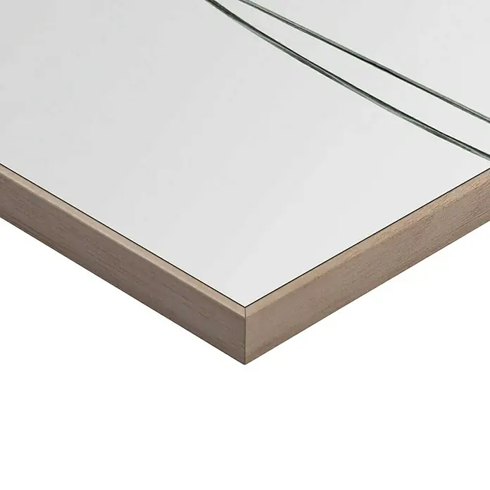 Reinders Bild Slim Frame Wood - Gingko, B x H: 20 x 30 cm - Nahaufnahme eines Spiegels mit hellem Holzrahmen, der die Spiegeloberfläche elegant ergänzt und ein stilvolles Detail für die Raumgestaltung bietet.
