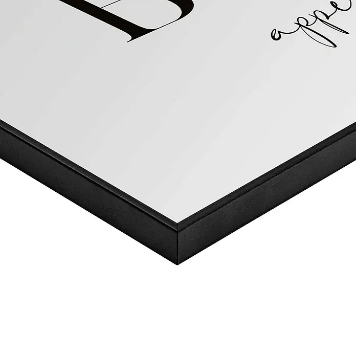 Reinders Bild Slim Frame Black - Bon Appetit, B x H: 30 x 20 cm - Nahaufnahme einer gerahmten Schwarz-Weiß-Kunst mit der Aufschrift "Appetit". Elegante Wanddekoration, perfekt für Küche oder Esszimmer.