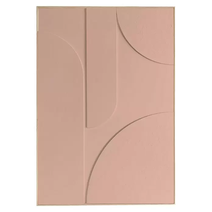 Reinders Bild Relief Art Colour - Puzzeled - Terra/Nude, B x H: 50 x 70 cm - Blassrosa abstrakte Wandkunst mit geometrischen Reliefmustern, die glatte Kurven und strukturierte Oberflächen kombiniert.