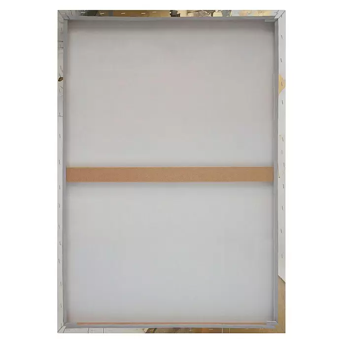 Reinders Leinwandbild Giclee on Canvas - Chique Gold, B x H: 50 x 70 cm - Rückseite einer weißen, gespannten Leinwand mit Holzkeilrahmen und einer horizontalen Querstrebe.