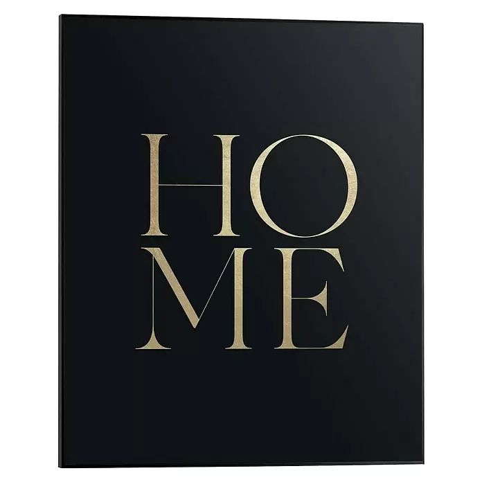 Reinders Bild Slim Frame Black - Home, B x H: 40 x 50 cm - Schwarzes Dekoschild mit texturiertem goldenem „HOME“-Schriftzug.