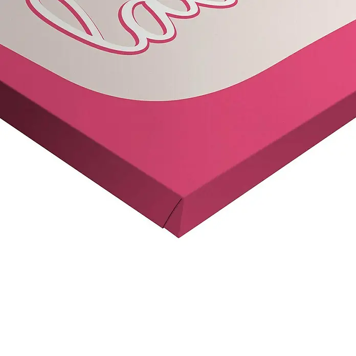 Reinders Leinwandbild Giclee on Canvas - Oh La La, B x H: 20 x 30 cm - Nahaufnahme einer pinkfarbenen Leinwand mit dem Schriftzug "Love" in Weiß, ideal für eine moderne Wanddekoration.